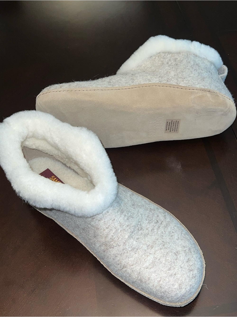 Samuel Hubbard Cozy Gray wool Shearling-Lined Slip-On Bootie
